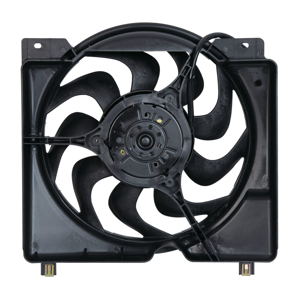 TYC 620560 cooling fan assembly, side view, durable PA material reduces vibration