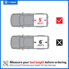 Tyger Auto T3 soft tri-fold cover open position enables full bed access.