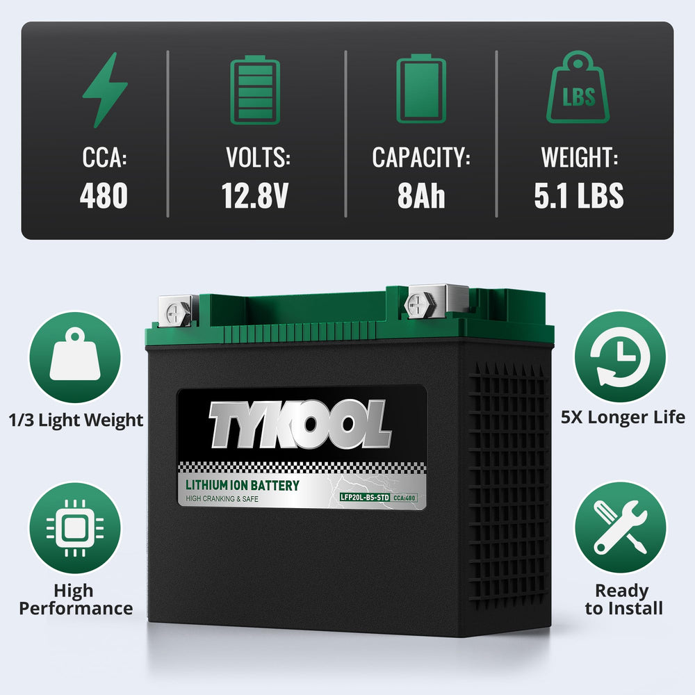 TYKOOL LFP20L-BS-STD onboard BMS with LCD monitor