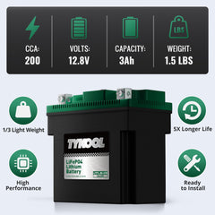 TYKOOL YTX7L-BS-STD with built-in BMS protection.