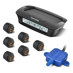 Tymate M12-3 dashboard display shows tire pressure readings clearly