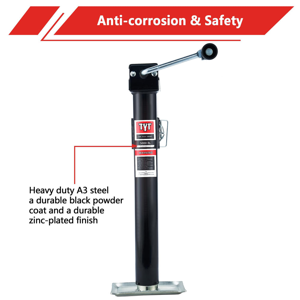 TYT 5000lbs height-adjustable jack offers 15 inches of travel for versatility