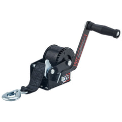 TYT 600lb boat trailer winch with black strap for secure loading.