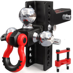 TYT adjustable tri-ball hitch in 2-inch receiver with chrome balls for versatile towing