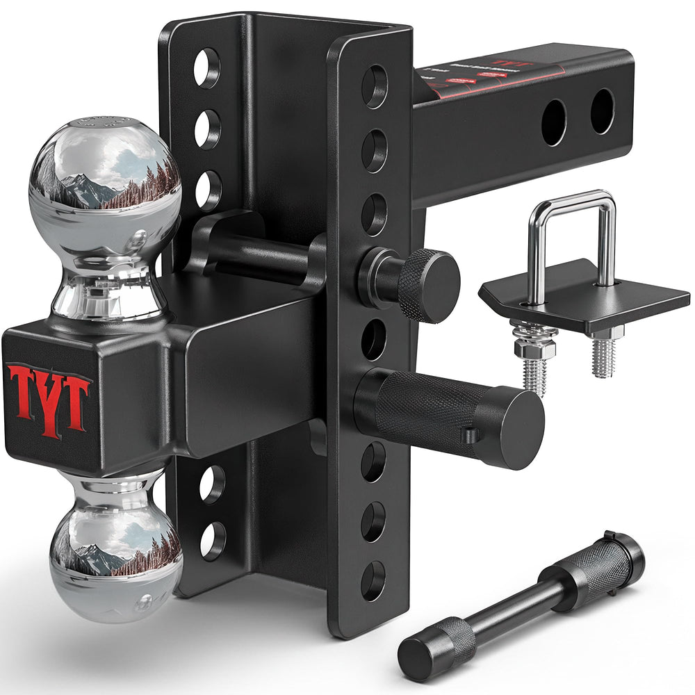 TYT adjustable trailer hitch with six-inch drop-rise for level towing