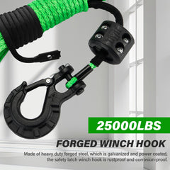 Forged steel winch hook rated 25,000 lbs for secure connections