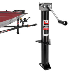 TYT heavy-duty A-frame trailer jack with 15in vertical travel for quick height changes.