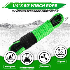 Close-up of 12-strand UHMWPE rope showing smooth braided texture