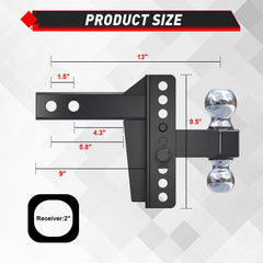 TYT dual-ball hitch showing 2-inch and 2-5/16-inch options for versatile trailers