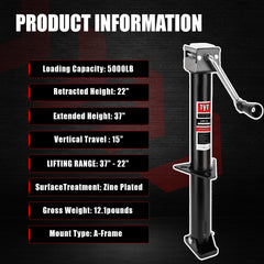 TYT trailer jack design offers easy grip for effortless lifting and lowering.