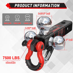 TYT tri ball mount hitch with 2-5/16 inch ball for heavy-duty towing scenarios