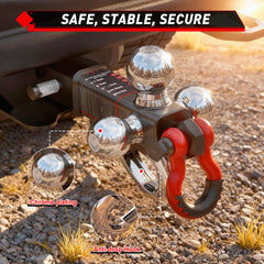 TYT tri ball mount hitch D-shaped shackle for recovery and secure tie-downs