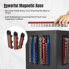 Tzuoen 360-degree rotating clips allow easy viewing of socket sizes