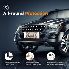 Tzuoen clear license plate frame – side view highlighting slim, weather-resistant design.