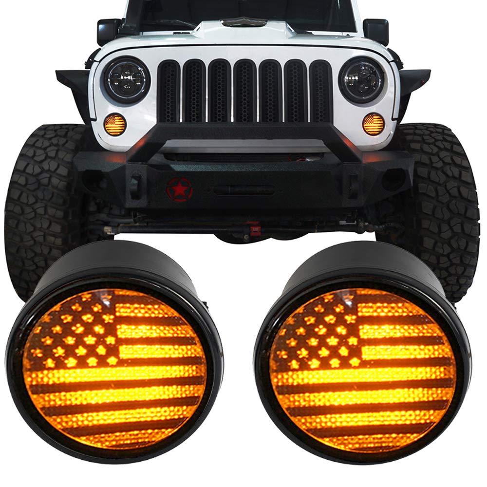 U-Box Wrangler JK front turn signal amber LED improves night visibility.
