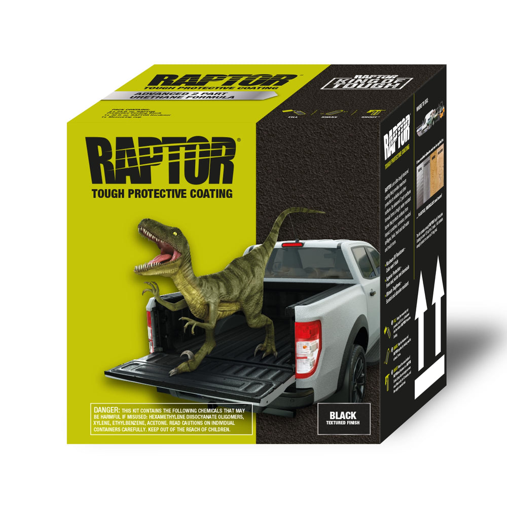 U-POL RAPTOR liner kit with spray gun included for quick, even truck bed coating.