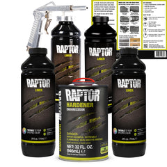 U-POL Raptor tintable bed liner kit with spray gun for fast, even coating.