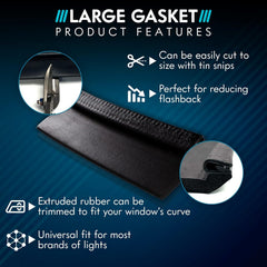 UBL windshield flashback gasket blocks reflections for clearer night vision.