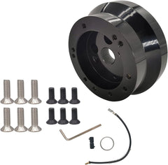 UcarSoon 5/6-hole billet hub adapter in black for versatile compatibility.