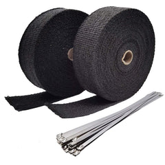 Ucreative black header wrap roll demonstrates compact heat shielding for exhaust systems