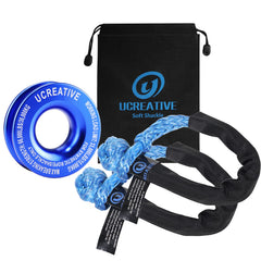 Ucreative blue recovery ring in 7075 aluminum for rugged off-road recoveries.