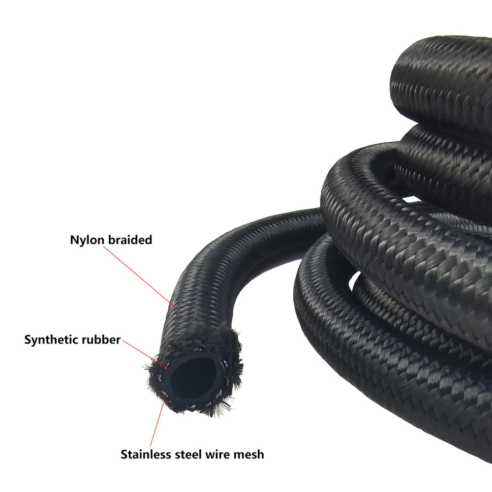 Ucreative nylon-braided fuel line assembly supports diverse fluids with high pressure resistance.