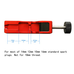 Ucreative spark plug gap tool in use showing gap adjustment process.