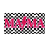 UEQIKI Mama pink checkered front license plate adds bold style to your car
