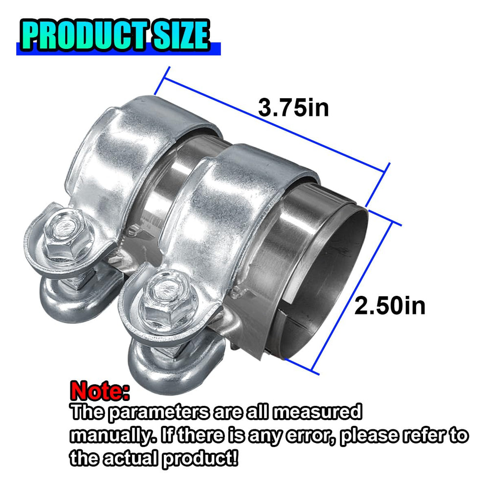 UHANBUT exhaust clamp side view demonstrates universal 2.5 inch compatibility.