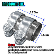 UHANBUT exhaust clamp side view demonstrates universal 2.5 inch compatibility.