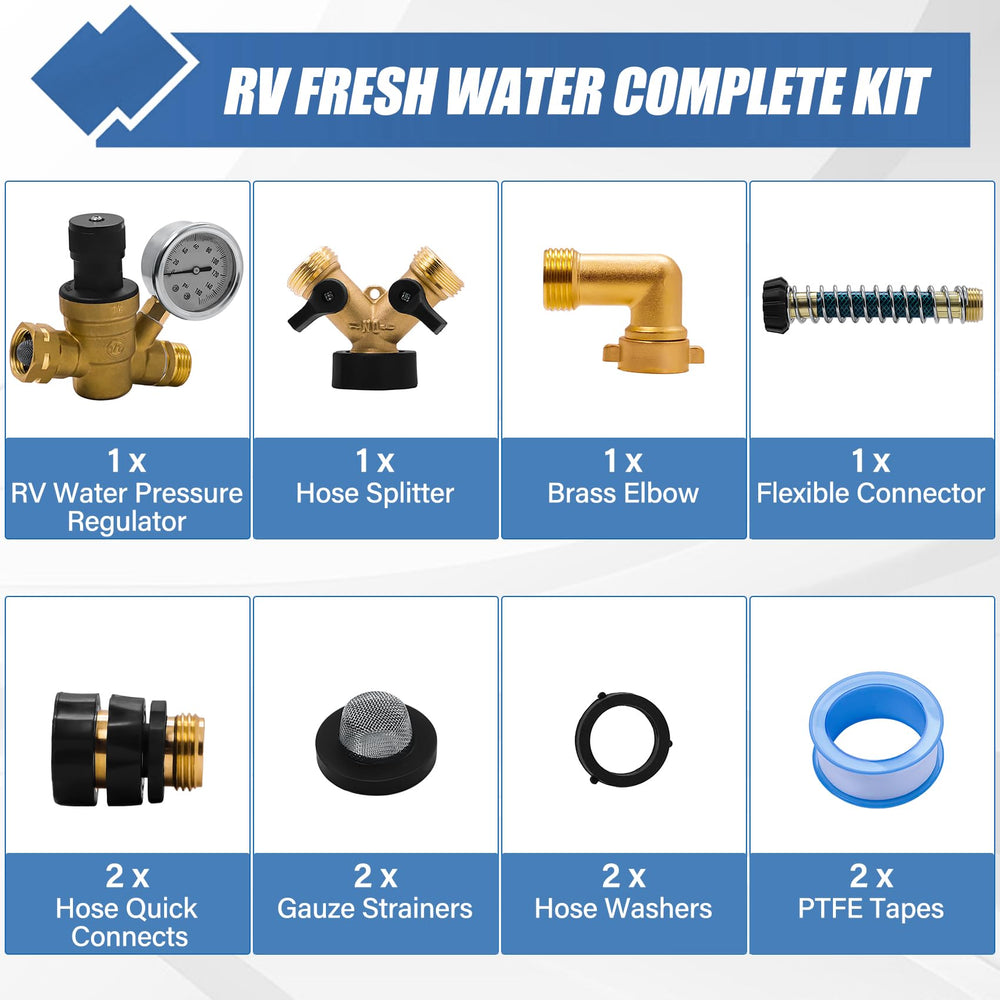 UHEGDRR hose splitter enables two simultaneous RV water hookups.