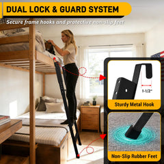 UIABOPZ bunk bed ladder features anti-slip wide steps for safer climbs.