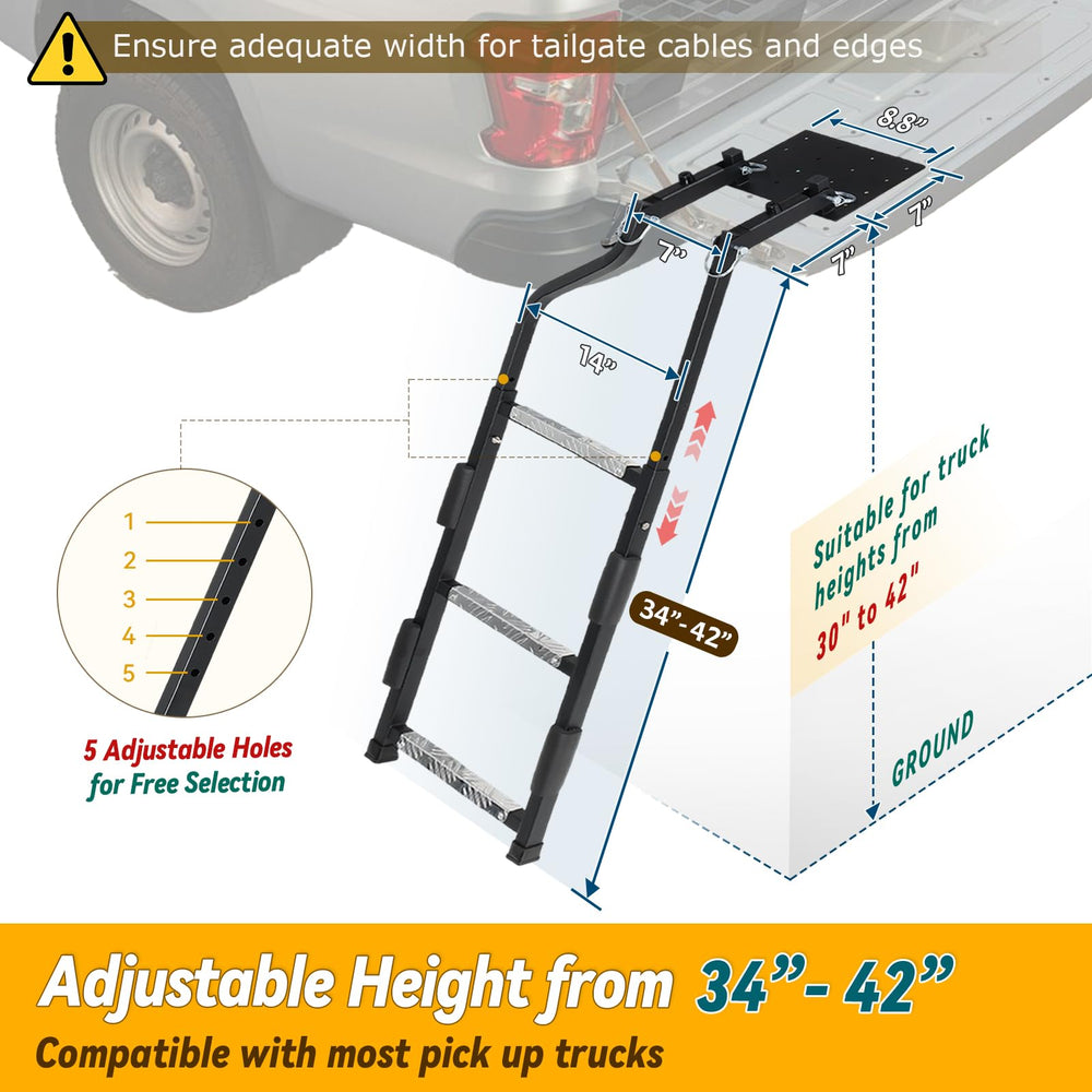 UIABOPZ tailgate ladder height adjusts 34 to 42 inches