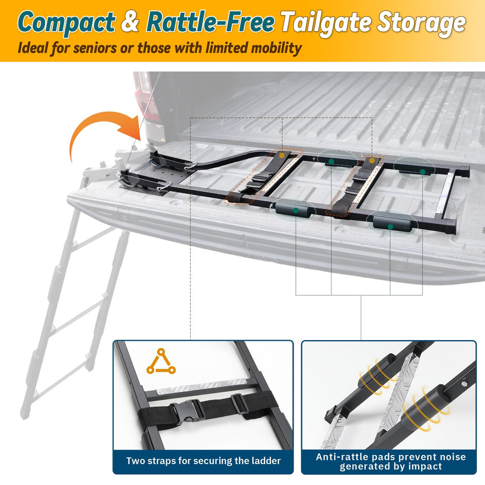 UIABOPZ tailgate ladder mounting on driver or passenger side for flexible fit