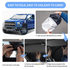UKTOP windshield shade provides full windshield coverage for Ford trucks.