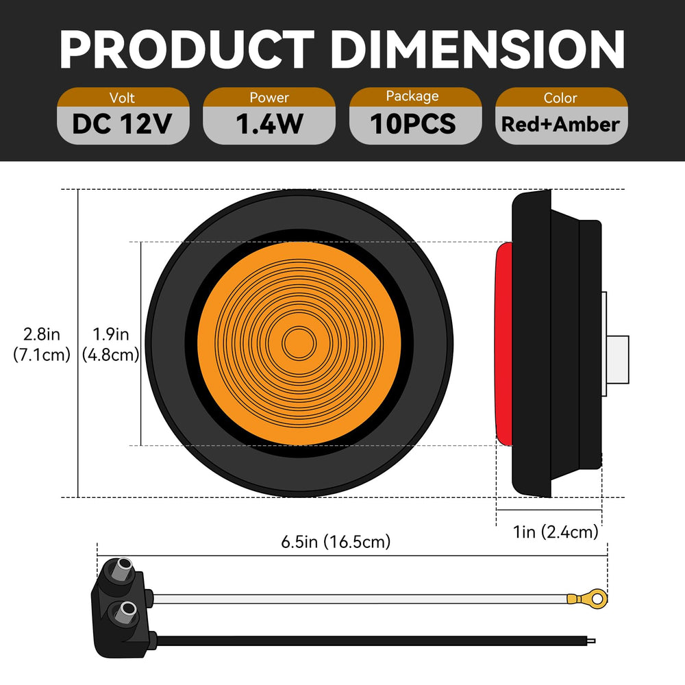 ULITECO 2-inch red round trailer light for clear signaling.