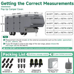 Umbrauto 5th Wheel Cover demonstrates waterproof, breathable fabric keeping exterior dry.