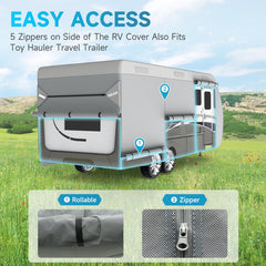 Umbrauto RV Cover 16-18ft pre-attached straps simplify secure fitting.