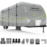 Umbrauto RV Cover front view on a 30-33ft travel trailer for all-season protection.