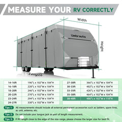Umbrauto RV Cover windproof strap system secures trailer against strong winds.