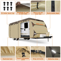 Umbrauto side panels with three-layer durability on travel trailer