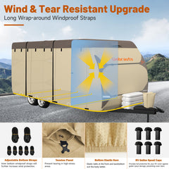 Windproof straps secure the cover against strong gusts for stable protection.