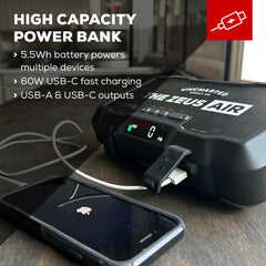 Uncharted Supply Co. Zeus Air LED flashlight provides bright emergency illumination.