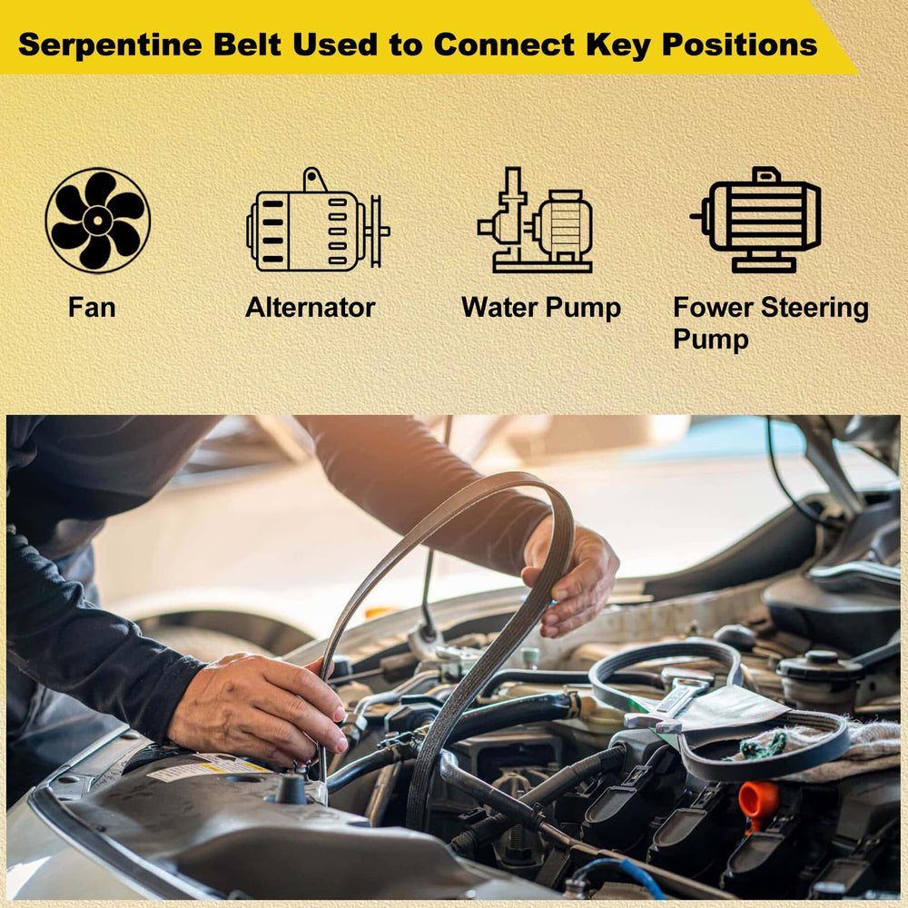 Under-hood belt routing view for efficient engine serpentine path