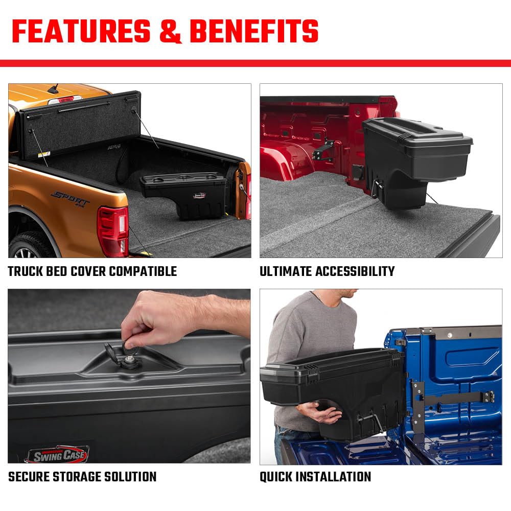 Swing-out mechanism provides near 180° access from the tailgate