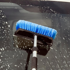 Pole-compatible HydroPower brush with water-flow capability for easier cleaning