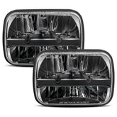 UNI-SHINE 5x7 LED headlights front view for Jeep Wrangler YJ, enhanced nighttime visibility.