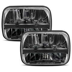UNI-SHINE 5x7 LED headlights front view for Jeep Wrangler YJ, enhanced nighttime visibility.