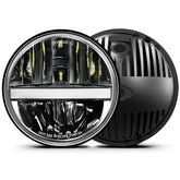 UNI-SHINE 7-Inch LED headlights front view with bright, even illumination.
