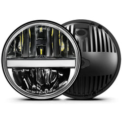 UNI-SHINE 7-Inch LED headlights front view with bright, even illumination.